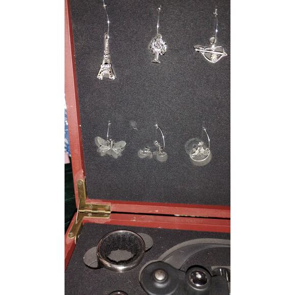 Vintage Barware Set Rabbit Opener in Wood Case w/ Charms & Accessories - Picture 4 of 8